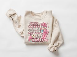 iced coffee cups sweatshirt, coffee cups sweatshirt, skull coffee cup sweatshirt, skeleton halloween sweatshirt, coffee