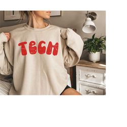 tech sweatshirt, texas sweatshirt, red and white sweatshirt, red and black, football sweatshirt