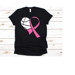 pink ribbon basketball shirt, cancer awareness for breast cancer warrior fighter, pink ribbon tshirt for breast cancer b