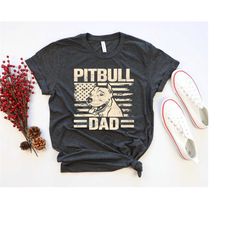 American Flags Pitbull Shirt, Pitbull Dad Shirt, Dog Lover Dad Tee, Dog Owner Gift Shirt, Pitbull Men Shirt, Father's Da