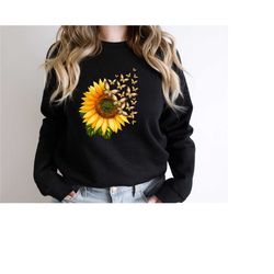 sunflower butterfly sweat, butterfly sweat, sunflower shirt, sunflower tee, gift for her, mom gift shirt, teacher gift s