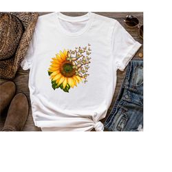 sunflower butterfly shirt, butterfly shirt, sunflower shirt, sunflower tee, gift for her, mom gift shirt, teacher gift s