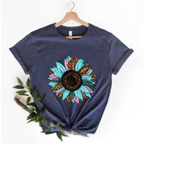 sunflower shirt, sunflower leopard shirt, leopard print sunflower, sunflower, summer shirt, cute shirt, gift for her, su