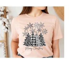 silver and black leopard christmas tree, unisex long sleeve t-shirt, holiday shirt for women, leopard christmas shirt, m