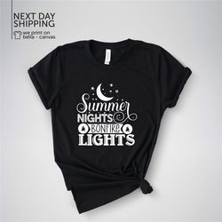 summer nights bonfire lights shirt camping tee camping gift hiking outdoors nature lovers wildlife summer mrv1632