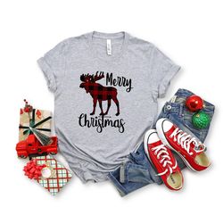 plaid moose family christmas shirt, gift for christmas, family matching, christmas party shirt, family matching shirt, c