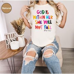 god is within her she will not fall t-shirt, christian apparel, scripture shirt, women's faith shirt, inspirational wome