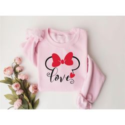 love sweatshirt, valentines day cute mouse ears shirt, minnie sweatshirt, cute graphic shirt for women, for girlfriend,