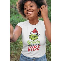 t-shirt grinch don't steal my vibe christmas parody graphic tee