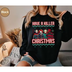 christmas sweatshirt, horror movie sweatshirt, merry christmas shirt, christmas hoodiechristmas vibes, horror movie, sca