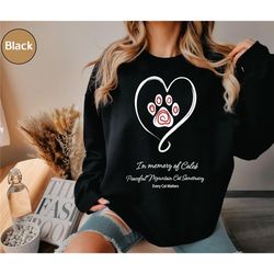 in memory of caleb cat matters sweatshirt, peaceful mountain cat sanctuary, supportive merchandise, love of cats, sweats