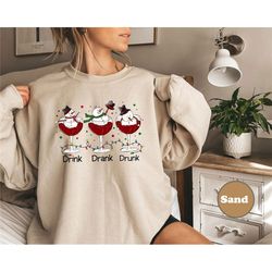 drink drank drunk christmas sweatshirt and hoodie, ugly christmas shirt, funny christmas ,xmas crewneck ,wine sweater ,s
