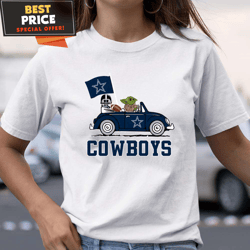 dallas cowboys darth vader baby yoda driving star wars shirt, gifts for cowboys fans  best personalized gift  unique gif