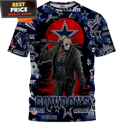 dallas cowboys jason voorhees horror graphic tshirt, musthave cowboys fans  best personalized gift  unique gifts idea