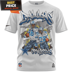 dallas cowboys michael irvin emmitt smith cartoon graphic style tshirt, affordable cowboys gifts  best personalized gift