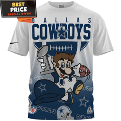 dallas cowboys x super mario champions aop tshirt, ultimate dallas cowboys gifts  best personalized gift  unique gifts i