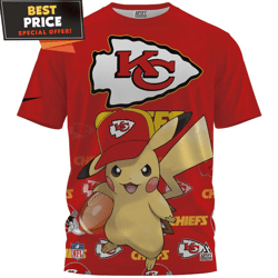 kansas city chiefs x pikachu chiefs fan fullprinted tshirt, gifts for chiefs fans  best personalized gift  unique gifts