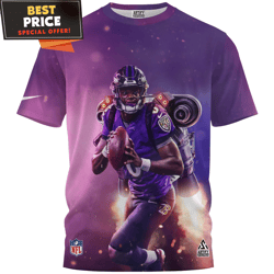 lamar jackson x baltimore ravens space warrior fullprinted tshirt, gifts for ravens fans  best personalized gift  unique