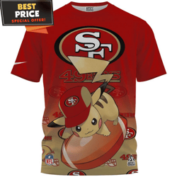 San Francisco 49ers x Pikachu True Fan AOP TShirt, Gifts For A 49ers Fan  Best Personalized Gift  Unique Gifts Idea