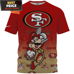 san francisco 49ers x super mario champion 3d tshirt, 49ers fan gift ideas  best personalized gift  unique gifts idea