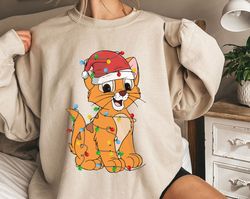oliver and company wear santa hat with christmalight disney cat a very merry shi,tshirt, shirt gift, sport shirt