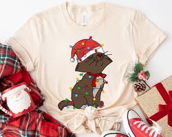 the aristocatberlioz wear santa hat with christmalight disney cat a very merry s,tshirt, shirt gift, sport shirt