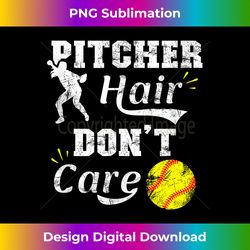 softball player pitcher hair don't care funny girls softball - futuristic png sublimation file - animate your creative concepts