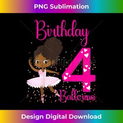 black ballerina 4th birthday party theme 4 years old ballet - sophisticated png sublimation file - lively and captivating visuals