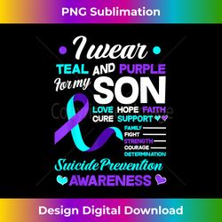 i wear teal and purple for my son suicide prevention ribbon - futuristic png sublimation file - ideal for imaginative endeavors