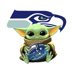 Baby Yoda Hug Seattle Seahawks Logo PNG Design Star Wars