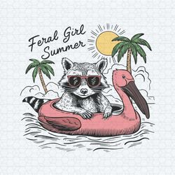 funny raccoon feral girl summer vacation svg