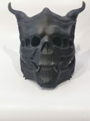 three-eyed demon mask with moving jaw, resin skull mask, demon skull, halloween mask scary, custom cosplay mask, creepy