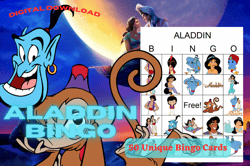 printable aladdin bingo: perfect for your next family game night