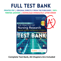 test bank for burns and grove's the practice of nursing research 9th edition