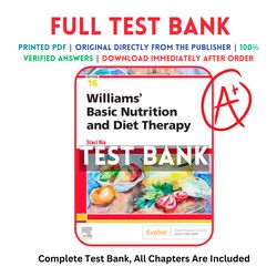 test bank for williams' basic nutrition & diet therapy binder ready 16th edition staci nix mcintosh