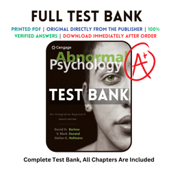 latest 2023 abnormal psychology 8th edition barlow test bank | all chapters included