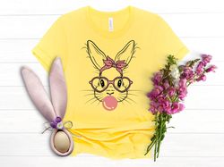 Bunny With Love Glasses Shirt, Bubble Gum Bunny Shirt, Easter Day Shirt, Easter Bunny Shirt, Woman Easter Shirt, Happy E