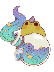 dreamy water potion with wizard frog
