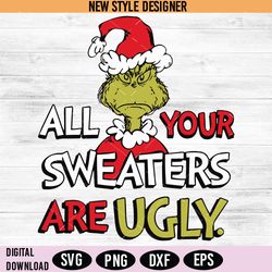 humorous ugly sweater svg, grinch christmas svg,