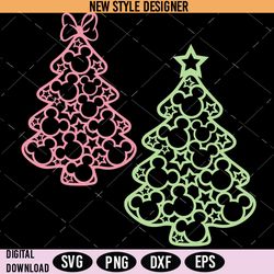 mouse heads christmas trees svg, disney-inspired holiday decor svg, digital download