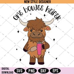 highland cow svg, boujee cow art design, highland cow stanley print svg, instant download