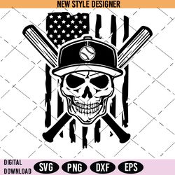 skull baseball usa flag svg, baseball svg, baseball shirt svg, instant download