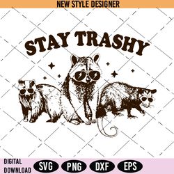 stay trashy svg, raccoon and opossum svg, trash squad svg, cricut file, silhouette art