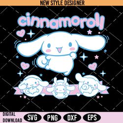 kawaii bunny cinna svg, kitty roll svg, png, dxf, eps, cricut file, silhouette art