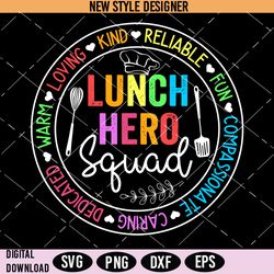 school lunch hero squad svg, cafeteria workers, png, instant download