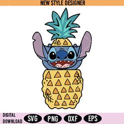 cute stitch pineapple svg, stitch svg, lilo and stitch svg, cartoon character clipart, instant download