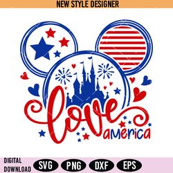 mouse and friends 4th of july svg png, love america svg, instant download