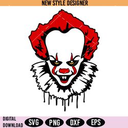 halloween clown svg png, horror movie svg, scary clown svg, instant download