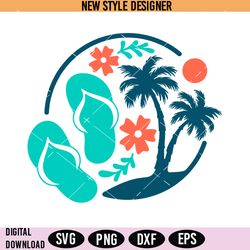 beach scene svg png, floral beach svg, cruise png, instant download