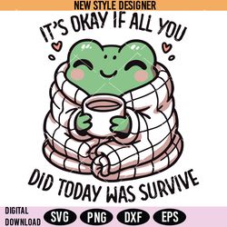 cute cozy frog with coffee svg png, mental health awareness svg, coffee love frog svg, instant download